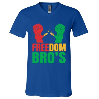 Freedom Bros Juneteenth Black Freedom 1865 African American Gift V-Neck T-Shirt