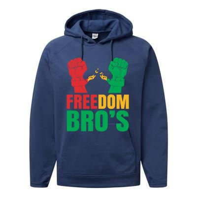 Freedom Bros Juneteenth Black Freedom 1865 African American Gift Performance Fleece Hoodie