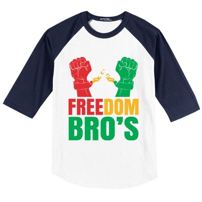 Freedom Bros Juneteenth Black Freedom 1865 African American Gift Baseball Sleeve Shirt