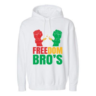 Freedom Bros Juneteenth Black Freedom 1865 African American Gift Garment-Dyed Fleece Hoodie