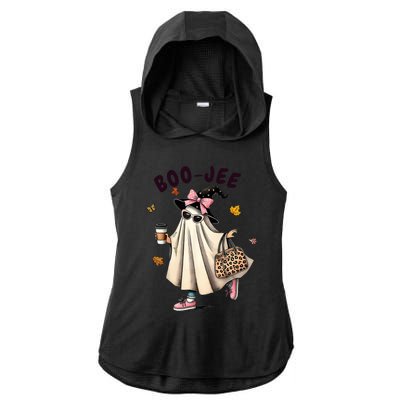 Funny Boo Jee Ghost Halloween Boo Jee Ghost Spooky Season Ladies PosiCharge Tri-Blend Wicking Draft Hoodie Tank