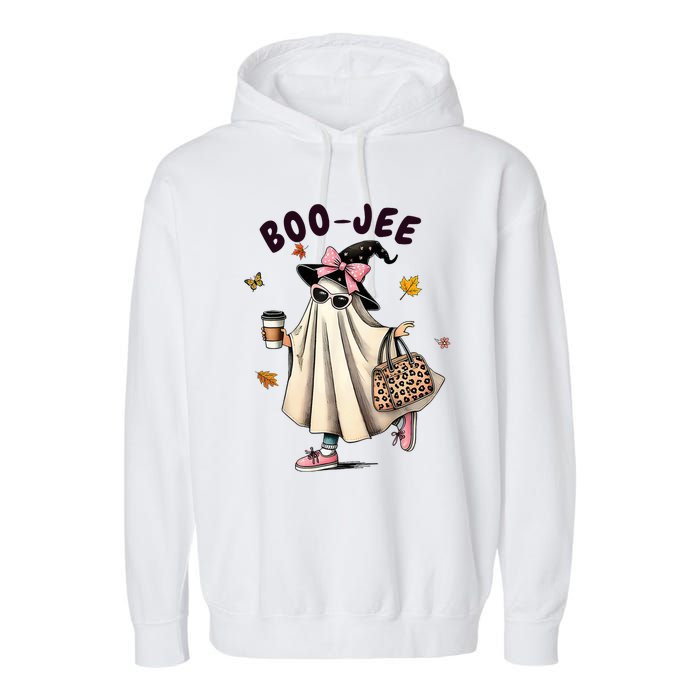 Funny Boo Jee Ghost Halloween Boo Jee Ghost Spooky Season Garment-Dyed Fleece Hoodie