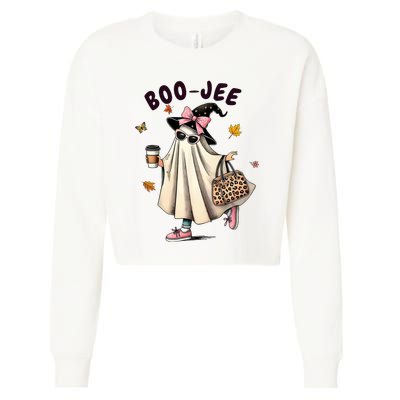 Funny Boo Jee Ghost Halloween Boo Jee Ghost Spooky Season Cropped Pullover Crew