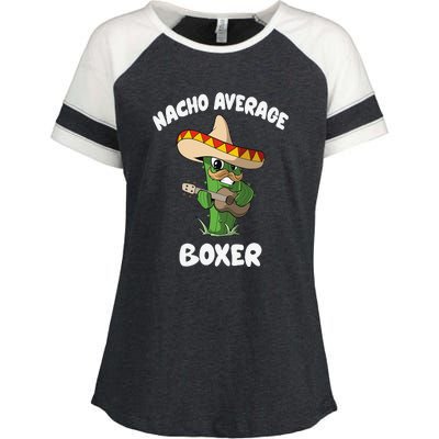 Funny Boxer Joke Humor Nacho Average Boxer Enza Ladies Jersey Colorblock Tee