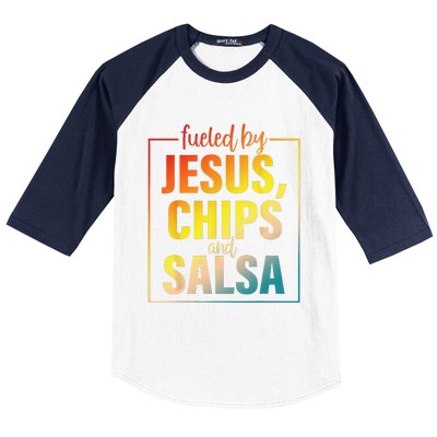 Fueled By Jesus Chips & Salsa Mexican Food Lovers Baseball Sleeve Shirt