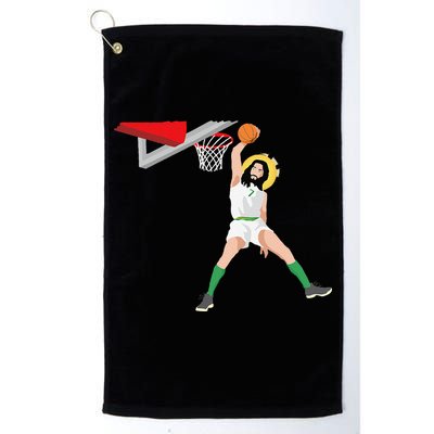 Funny Basketball Jesus Christian Humor Slam Dunk Golf Towel