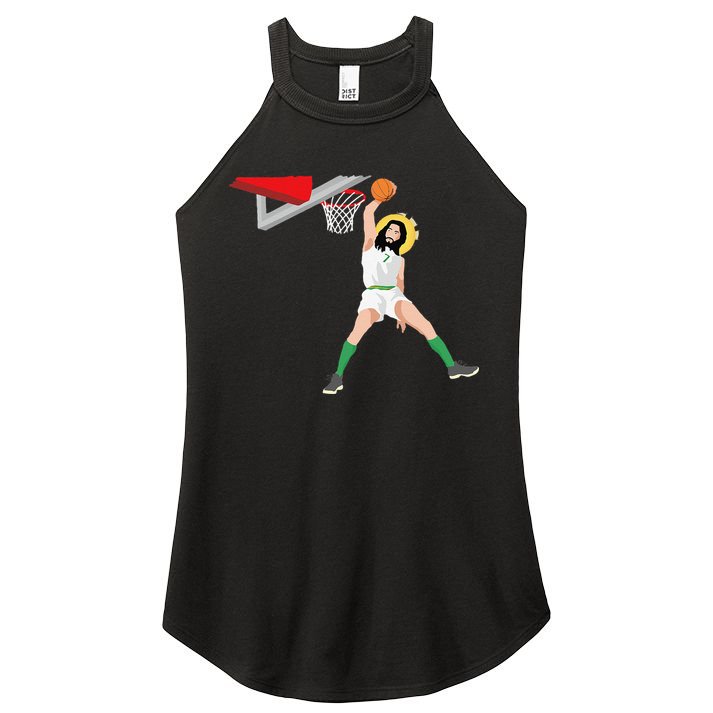 Funny Basketball Jesus Christian Humor Slam Dunk Women's Perfect Tri Rocker Tank
