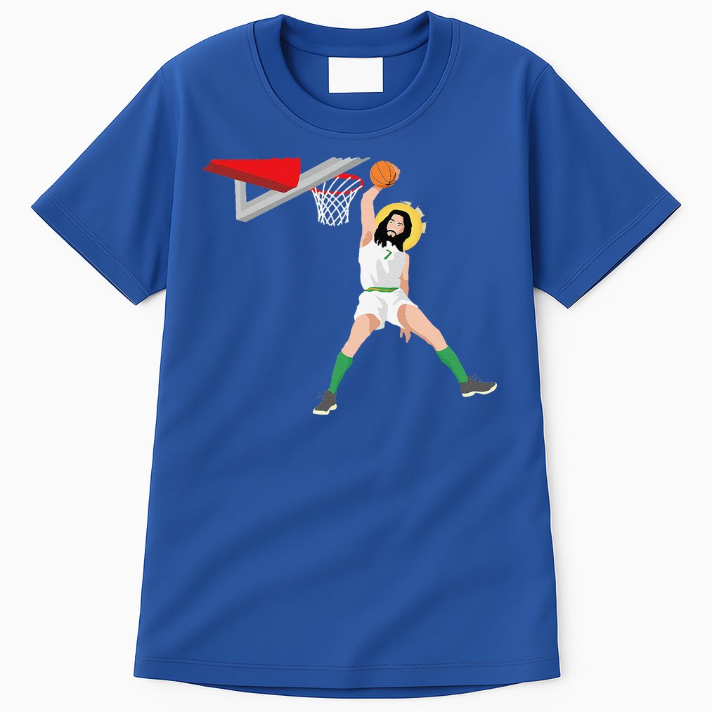 Funny Basketball Jesus Christian Humor Slam Dunk Tall T-Shirt