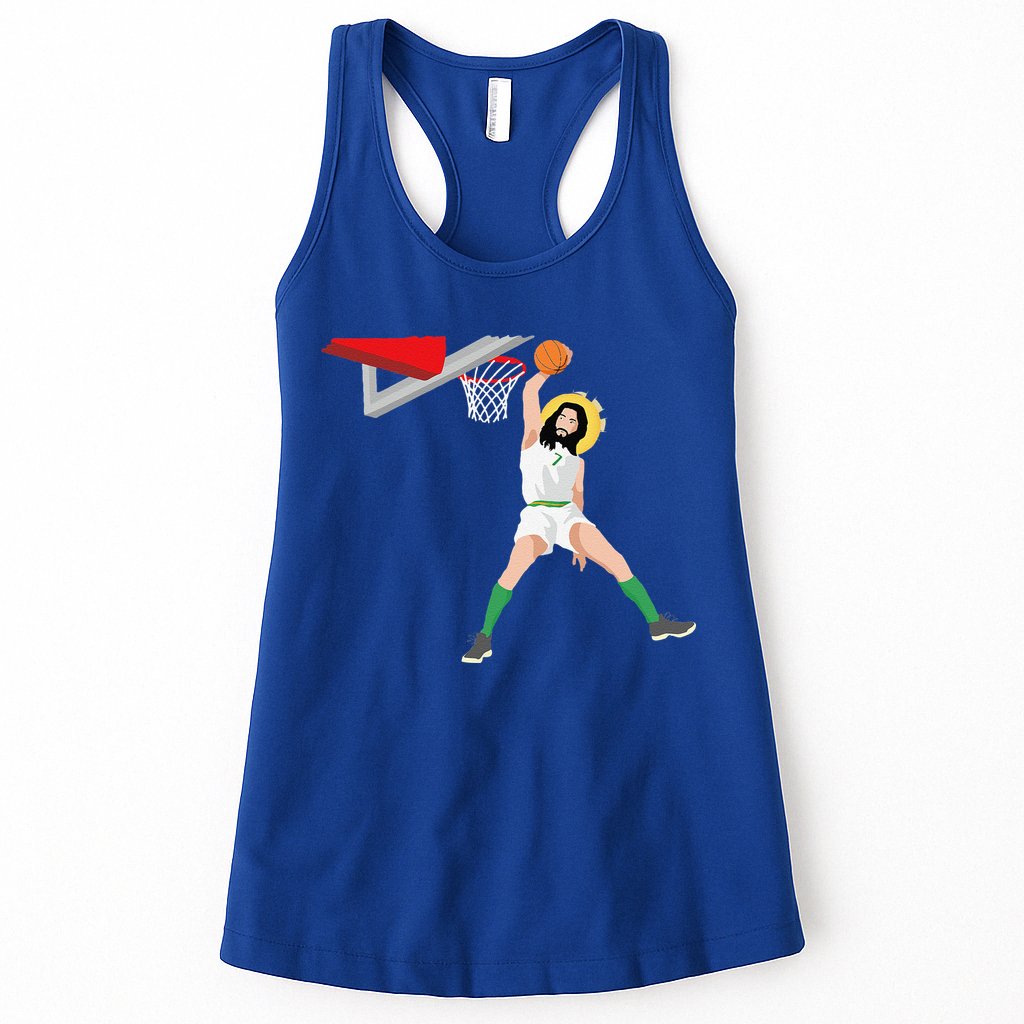 Funny Basketball Jesus Christian Humor Slam Dunk Womens Tank Top