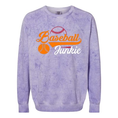 Funny Baseball Junkie Baseball Quote Baseball Lover Colorblast Crewneck Sweatshirt