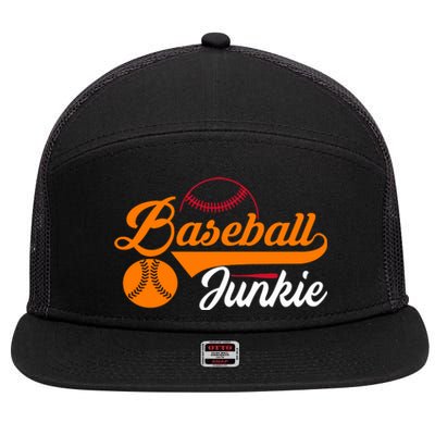 Funny Baseball Junkie Baseball Quote Baseball Lover 7 Panel Mesh Trucker Snapback Hat