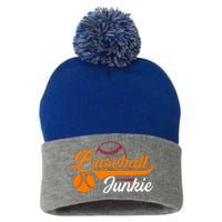 Funny Baseball Junkie Baseball Quote Baseball Lover Pom Pom 12in Knit Beanie