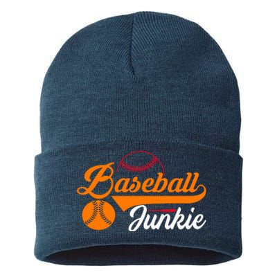 Funny Baseball Junkie Baseball Quote Baseball Lover Sustainable Knit Beanie