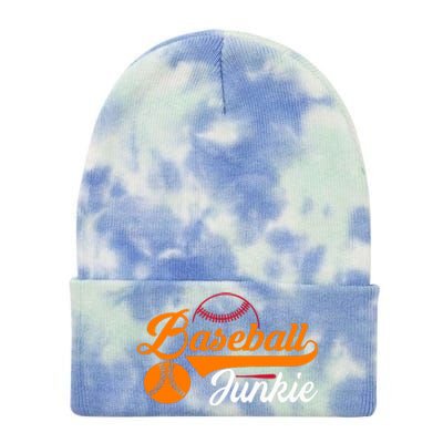 Funny Baseball Junkie Baseball Quote Baseball Lover Tie Dye 12in Knit Beanie