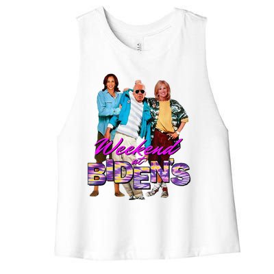 Funny BidenS Joke Weekend At BidenS For Women's Racerback Cropped Tank