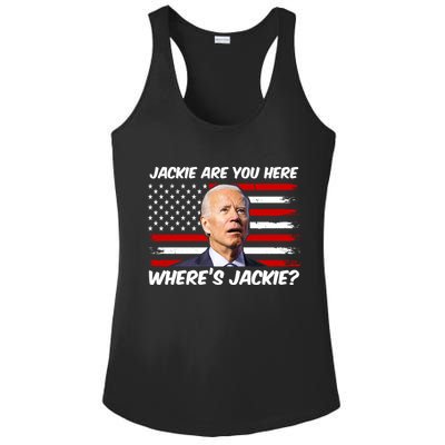 Funny Biden Jackie Are You Here Where's Jackie? Ladies PosiCharge Competitor Racerback Tank