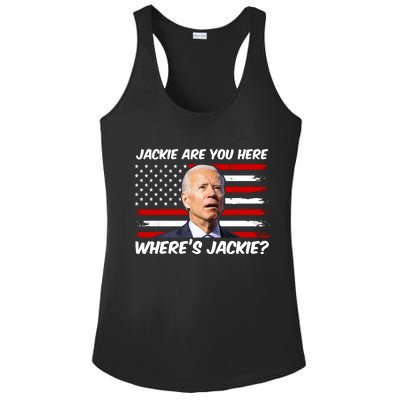 Funny Biden Jackie Are You Here Where's Jackie? Ladies PosiCharge Competitor Racerback Tank