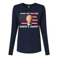 Funny Biden Jackie Are You Here Where's Jackie? Womens Cotton Relaxed Long Sleeve T-Shirt