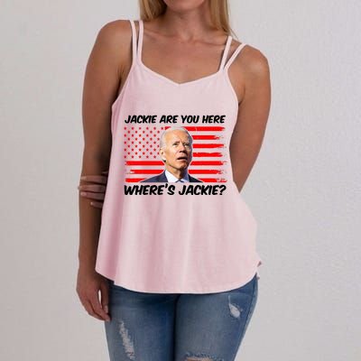 Funny Biden Jackie Are You Here Where's Jackie? Women's Strappy Tank