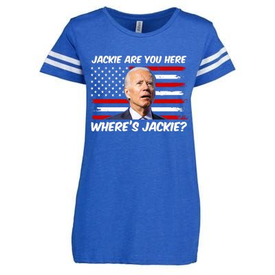 Funny Biden Jackie Are You Here Where's Jackie? Enza Ladies Jersey Football T-Shirt