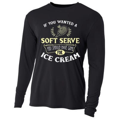 Funny Badminton Joke Soft Serve Quote Badminton Player Gift Cooling Performance Long Sleeve Crew