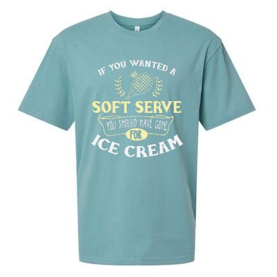 Funny Badminton Joke Soft Serve Quote Badminton Player Gift Sueded Cloud Jersey T-Shirt