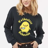 Fatherless Behavior Knife Duck Cute Design Cool Gift Cropped Pullover Crew