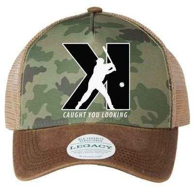 Funny Backwards K Strikeout Looking Baseball Pitching Legacy Tie Dye Trucker Hat