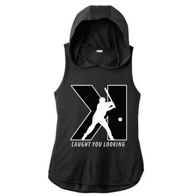 Funny Backwards K Strikeout Looking Baseball Pitching Ladies PosiCharge Tri-Blend Wicking Draft Hoodie Tank