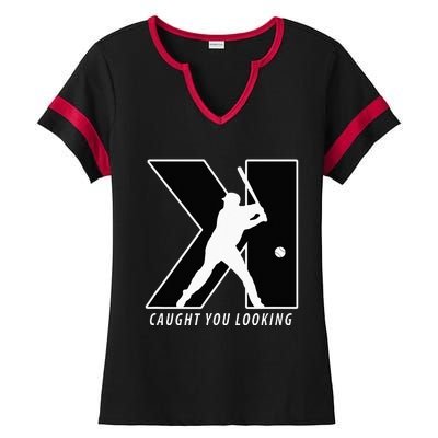 Funny Backwards K Strikeout Looking Baseball Pitching Ladies Halftime Notch Neck Tee