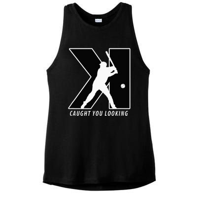 Funny Backwards K Strikeout Looking Baseball Pitching Ladies PosiCharge Tri-Blend Wicking Tank