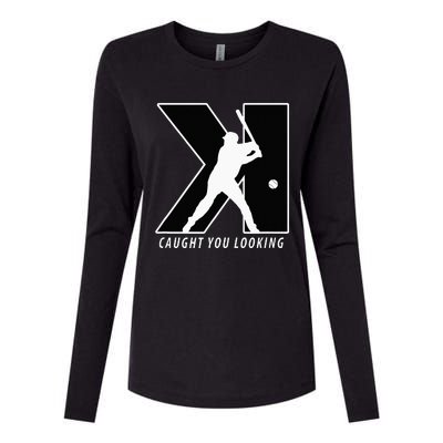 Funny Backwards K Strikeout Looking Baseball Pitching Womens Cotton Relaxed Long Sleeve T-Shirt