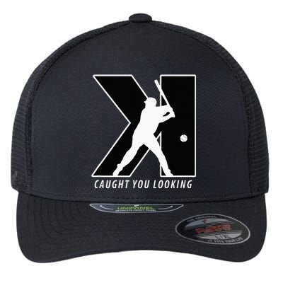 Funny Backwards K Strikeout Looking Baseball Pitching Flexfit Unipanel Trucker Cap