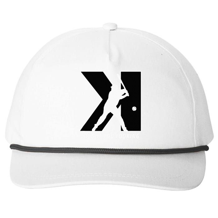 Funny Backwards K Strikeout Looking Baseball Pitching Snapback Five-Panel Rope Hat