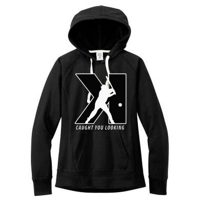 Funny Backwards K Strikeout Looking Baseball Pitching Women's Fleece Hoodie