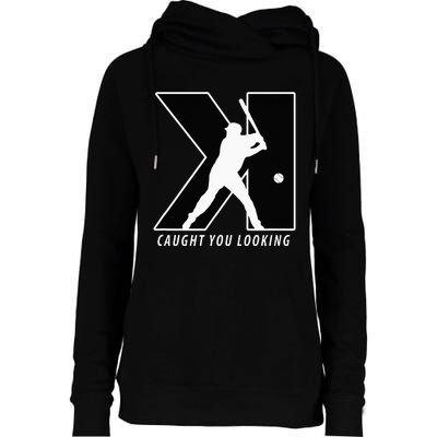 Funny Backwards K Strikeout Looking Baseball Pitching Womens Funnel Neck Pullover Hood