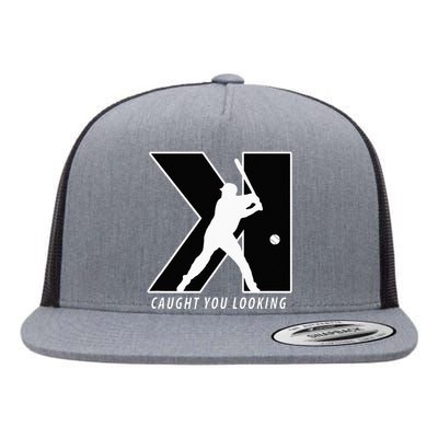 Funny Backwards K Strikeout Looking Baseball Pitching Flat Bill Trucker Hat