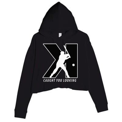 Funny Backwards K Strikeout Looking Baseball Pitching Crop Fleece Hoodie