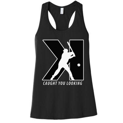 Funny Backwards K Strikeout Looking Baseball Pitching Women's Racerback Tank