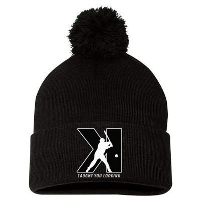 Funny Backwards K Strikeout Looking Baseball Pitching Pom Pom 12in Knit Beanie