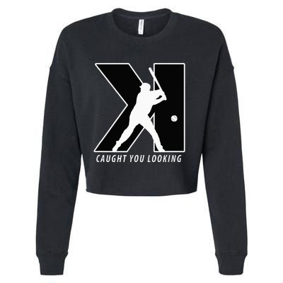 Funny Backwards K Strikeout Looking Baseball Pitching Cropped Pullover Crew