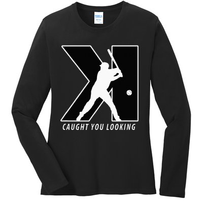 Funny Backwards K Strikeout Looking Baseball Pitching Ladies Long Sleeve Shirt