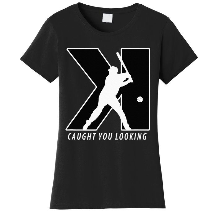 Funny Backwards K Strikeout Looking Baseball Pitching Women's T-Shirt