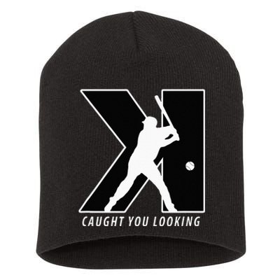 Funny Backwards K Strikeout Looking Baseball Pitching Short Acrylic Beanie