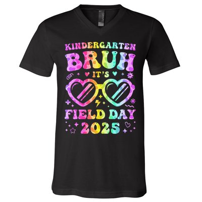 Fun Bruh Kindergarten Field Day 2025 Happy Teacher Girl Gift V-Neck T-Shirt