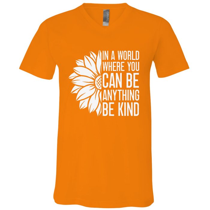 Flower Be Kind Unity Day Orange Anti Bullying Unity Day V-Neck T-Shirt