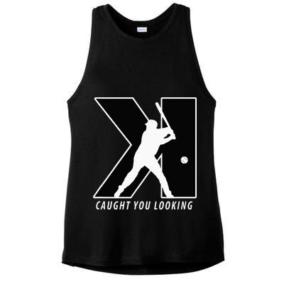 Funny Backwards K Strikeout Looking Baseball Pitching Ladies PosiCharge Tri-Blend Wicking Tank