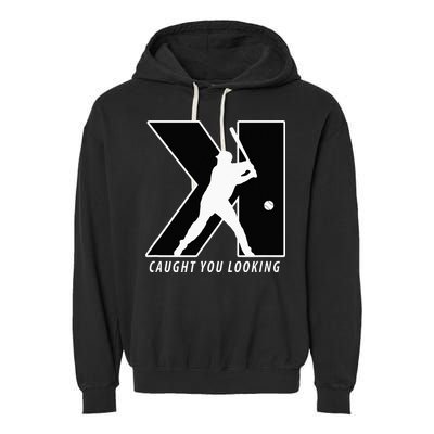 Funny Backwards K Strikeout Looking Baseball Pitching Garment-Dyed Fleece Hoodie