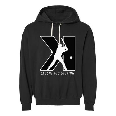 Funny Backwards K Strikeout Looking Baseball Pitching Garment-Dyed Fleece Hoodie