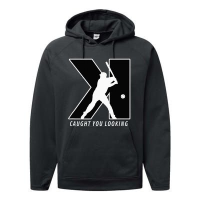 Funny Backwards K Strikeout Looking Baseball Pitching Performance Fleece Hoodie